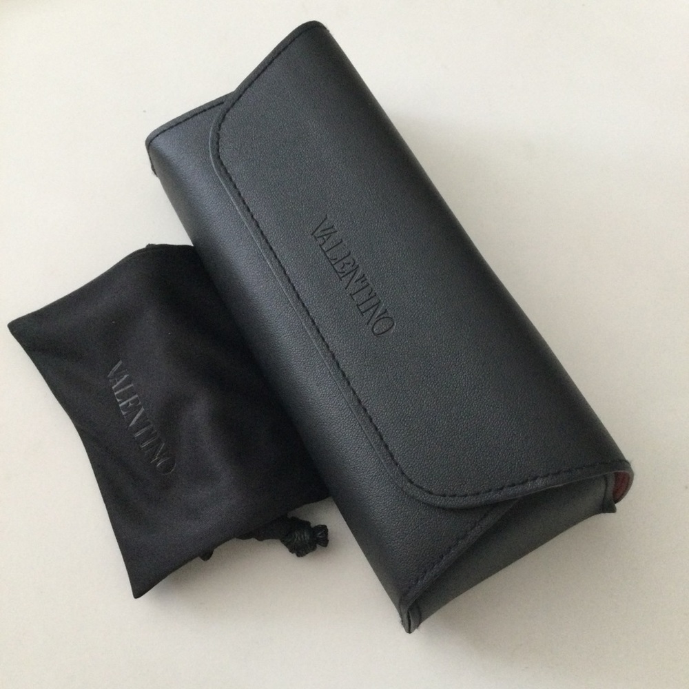 VALENTINO SUNGLASSES CASE WITH DRAWSTRING POUCH BLACK NWOT